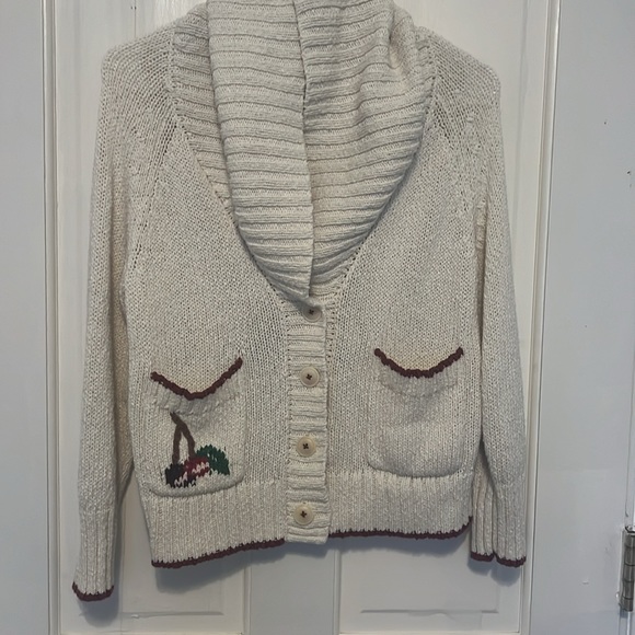 Anthropologie Maeve Cherry Cardigan Sweater Size Large - Picture 12 of 16